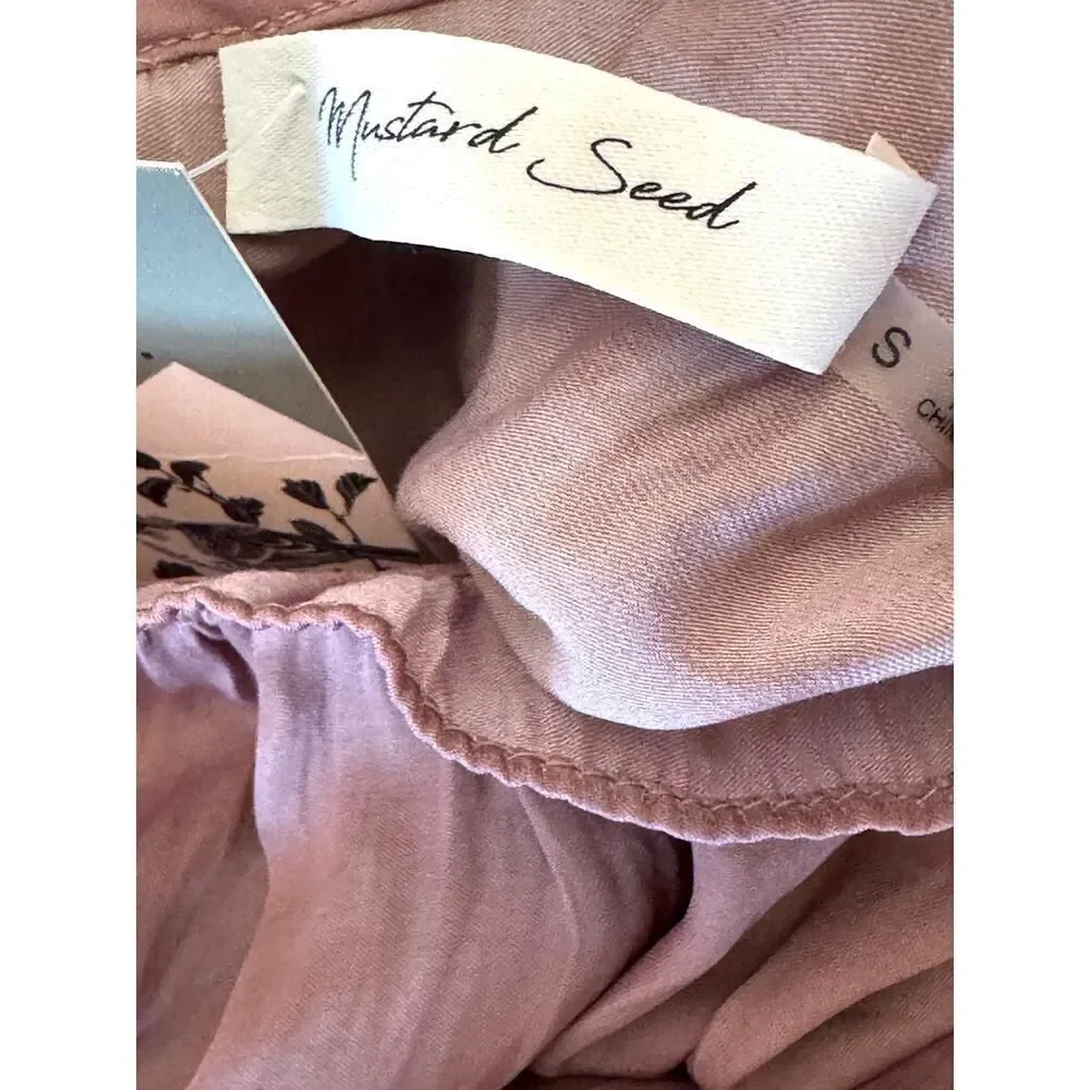 Mustard Seed Mauve Smocked Waist Ruffle Cuff Dress | Size Small - Picture 5 of 9